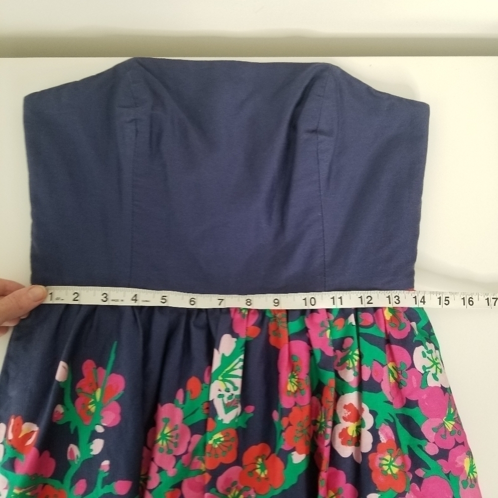 Lilly Pulitzer Lottie Blue Cherry Floral Strapless Mini Dress Size 6 - Picture 8 of 16